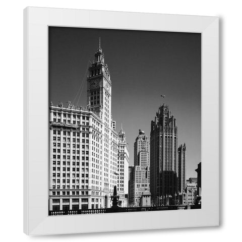 Landmark skyscrapers Chicago Illinois White Modern Wood Framed Art Print by Highsmith, Carol