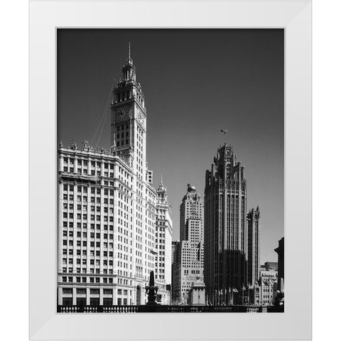 Landmark skyscrapers Chicago Illinois White Modern Wood Framed Art Print by Highsmith, Carol
