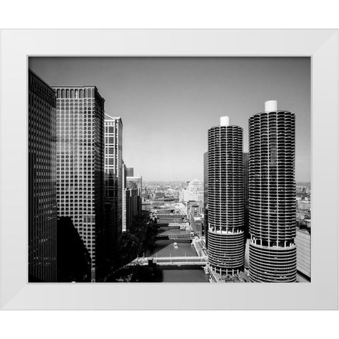 Marina city overlook Chicago Illinois White Modern Wood Framed Art Print by Highsmith, Carol