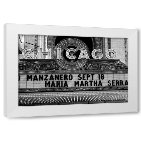 Marquee of the historic Chicago Theater Chicago Illinois White Modern Wood Framed Art Print by Highsmith, Carol