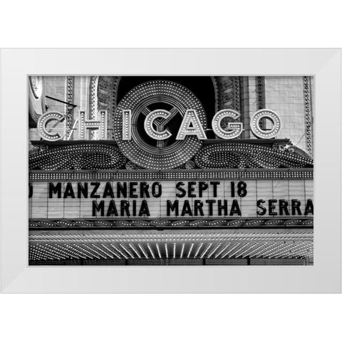 Marquee of the historic Chicago Theater Chicago Illinois White Modern Wood Framed Art Print by Highsmith, Carol