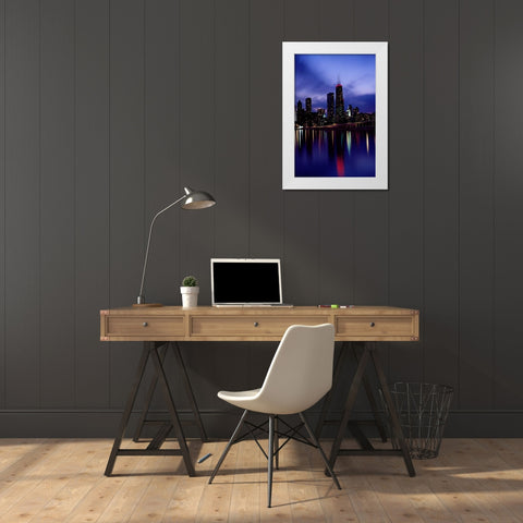 Skyline at dusk Chicago Illinois White Modern Wood Framed Art Print by Highsmith, Carol