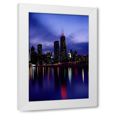 Skyline at dusk Chicago Illinois White Modern Wood Framed Art Print by Highsmith, Carol