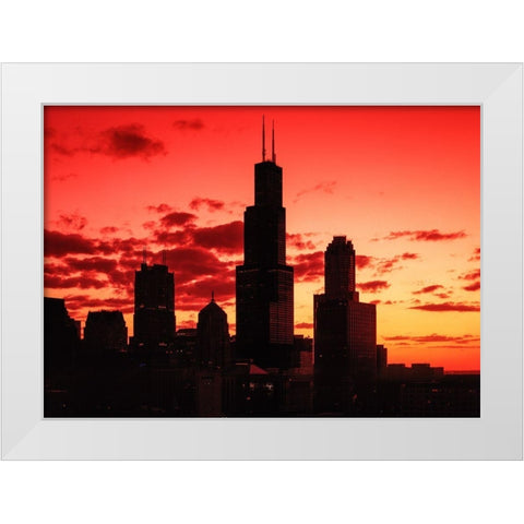 Chicago silhouette Chicago Illinois White Modern Wood Framed Art Print by Highsmith, Carol