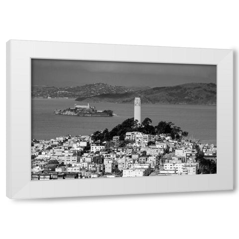 Coit Tower and Alcatraz San Francisco California White Modern Wood Framed Art Print by Highsmith, Carol