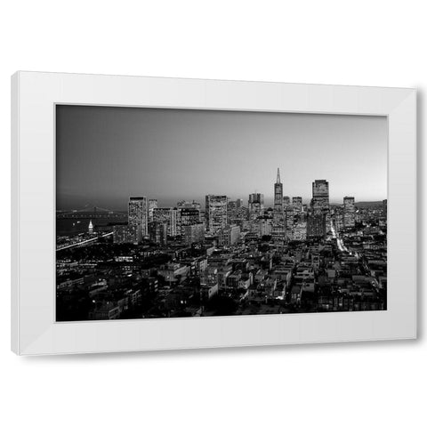 San Francisco California at dusk White Modern Wood Framed Art Print by Highsmith, Carol