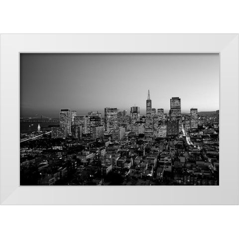 San Francisco California at dusk White Modern Wood Framed Art Print by Highsmith, Carol