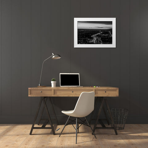 Looking north over the U.S. 101 (Hollywood) Freeway Los Angeles California White Modern Wood Framed Art Print by Highsmith, Carol