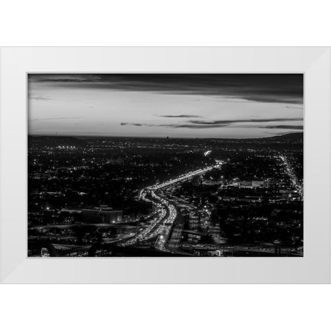 Looking north over the U.S. 101 (Hollywood) Freeway Los Angeles California White Modern Wood Framed Art Print by Highsmith, Carol