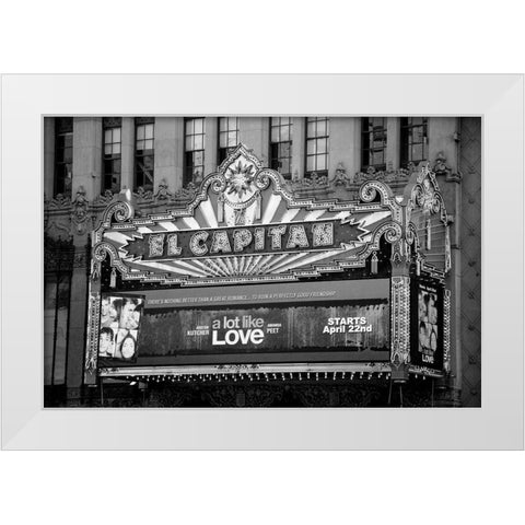 El Capitan Theatre Marquee Los Angeles California White Modern Wood Framed Art Print by Highsmith, Carol