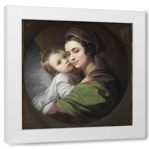 Elizabeth Shewell West and Her Son Raphael White Modern Wood Framed Art Print by West, Benjamin