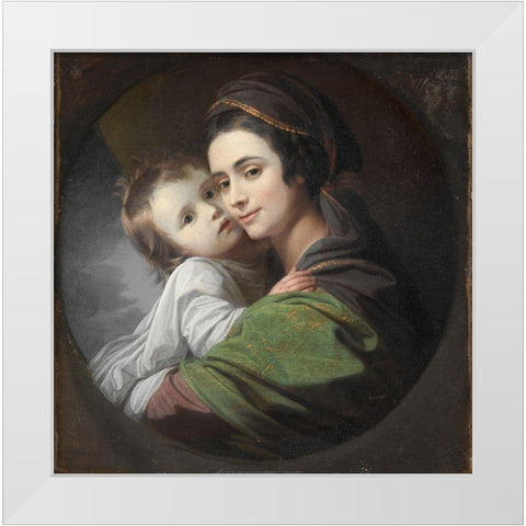 Elizabeth Shewell West and Her Son Raphael White Modern Wood Framed Art Print by West, Benjamin