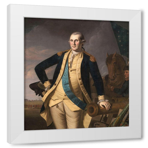 George Washington at the Battle of Princeton White Modern Wood Framed Art Print by Peale, Charles Willson