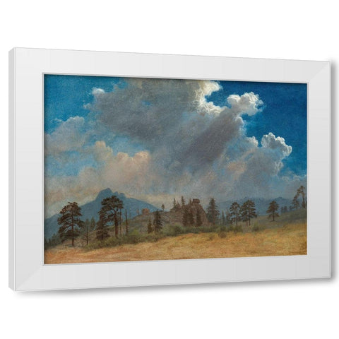 Fir Trees and Storm Clouds White Modern Wood Framed Art Print by Bierstadt, Albert