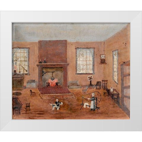 In the Kitchen White Modern Wood Framed Art Print by Case, Frank E