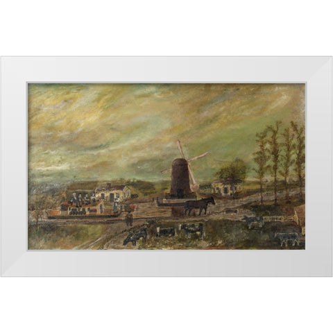 The Windmill White Modern Wood Framed Art Print by Case, Frank E