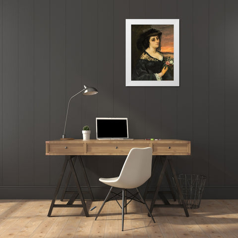 Mme Laure Borreau White Modern Wood Framed Art Print by Courbet, Gustave