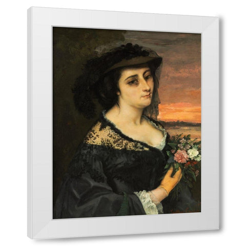 Mme Laure Borreau White Modern Wood Framed Art Print by Courbet, Gustave