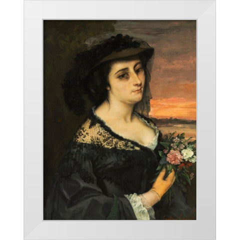 Mme Laure Borreau White Modern Wood Framed Art Print by Courbet, Gustave