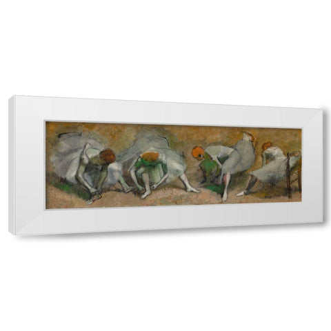 Frieze of Dancers White Modern Wood Framed Art Print by Degas, Edgar
