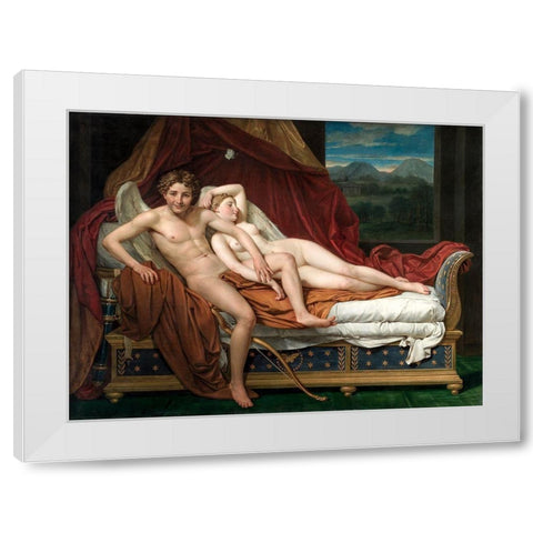 Cupid and Psyche White Modern Wood Framed Art Print by David, Jacques Louis