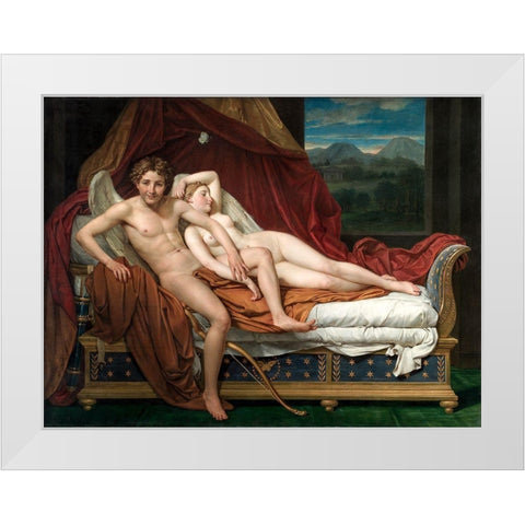 Cupid and Psyche White Modern Wood Framed Art Print by David, Jacques Louis