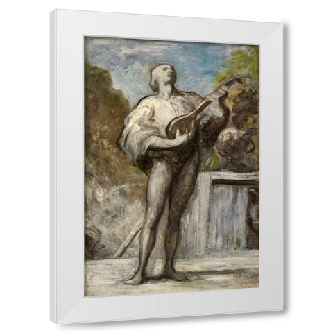The Troubadour White Modern Wood Framed Art Print by Daumier, Honore