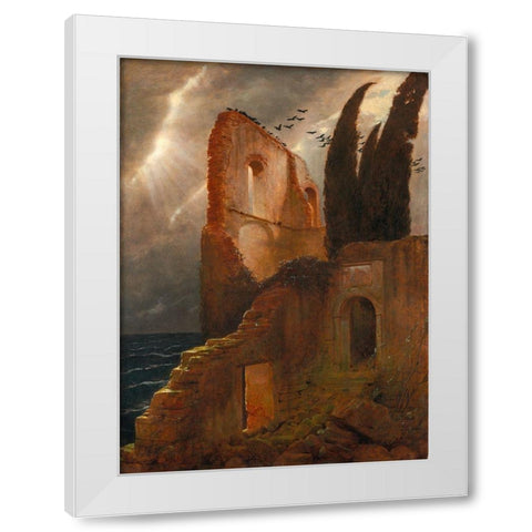 Ruin by the Sea White Modern Wood Framed Art Print by Bocklin, Arnold