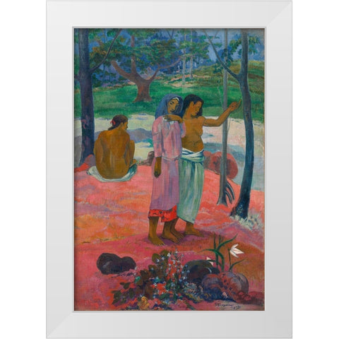 The Call White Modern Wood Framed Art Print by Gauguin, Paul