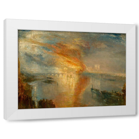 The Burning of the Houses of Lords and Commons 16 October 1834 White Modern Wood Framed Art Print by Turner, Joseph Mallord William