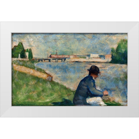 Study for Bathers at Asnieres White Modern Wood Framed Art Print by Seurat, Georges