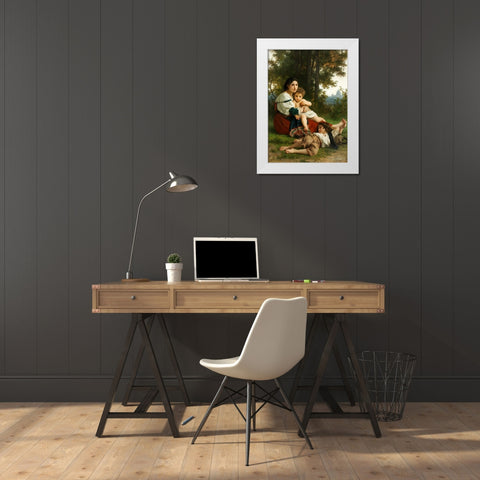 Rest White Modern Wood Framed Art Print by Bouguereau, William Adolphe
