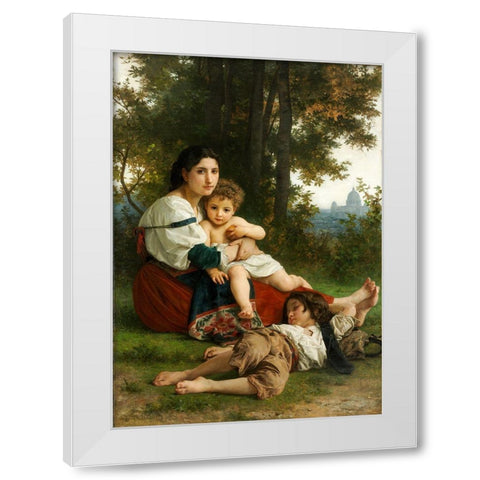 Rest White Modern Wood Framed Art Print by Bouguereau, William Adolphe