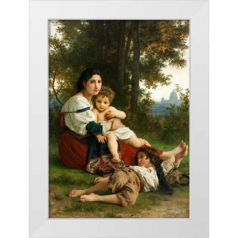 Rest White Modern Wood Framed Art Print by Bouguereau, William Adolphe