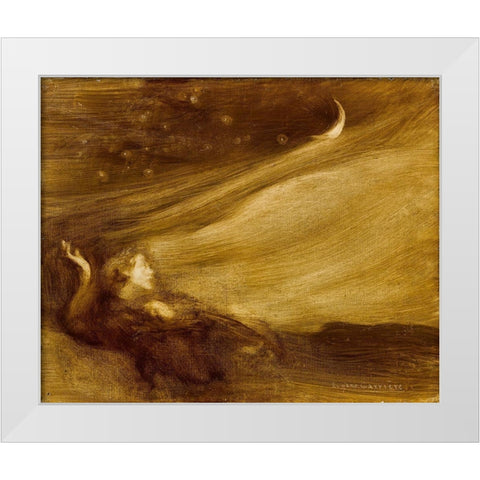 The Contemplator White Modern Wood Framed Art Print by Carriere, Eugene