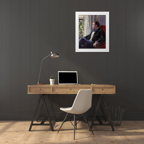 Portrait of a Man White Modern Wood Framed Art Print by Caillebotte, Gustave