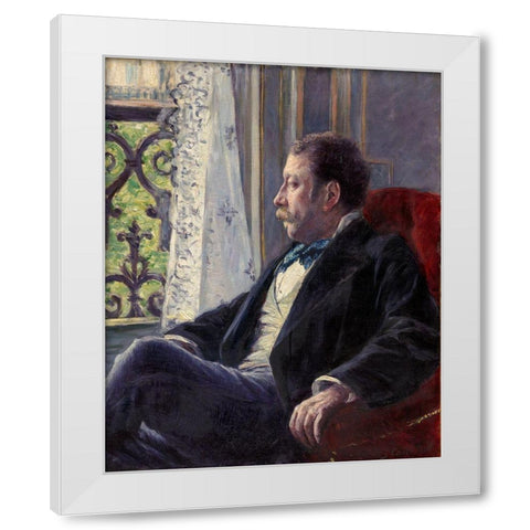 Portrait of a Man White Modern Wood Framed Art Print by Caillebotte, Gustave