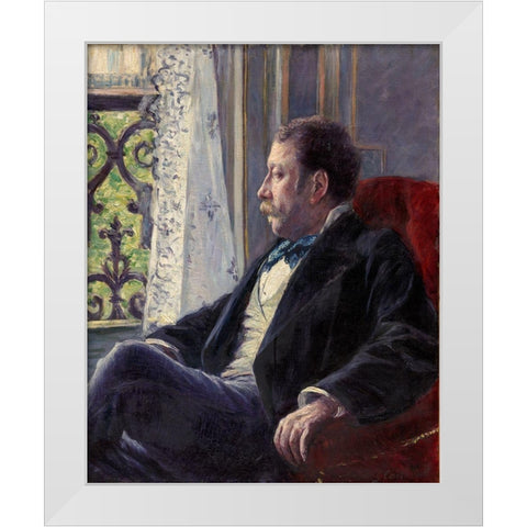 Portrait of a Man White Modern Wood Framed Art Print by Caillebotte, Gustave