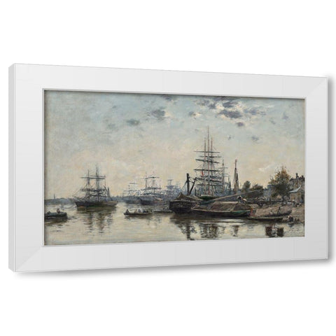 View of Bordeaux, from the Quai des Chartrons White Modern Wood Framed Art Print by Boudin, Eugene