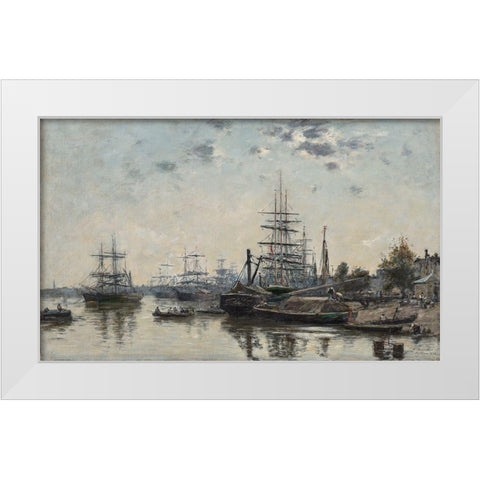 View of Bordeaux, from the Quai des Chartrons White Modern Wood Framed Art Print by Boudin, Eugene