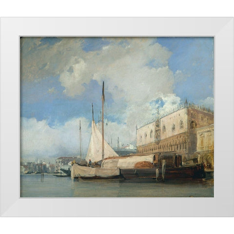 The Doges Palace, Venice White Modern Wood Framed Art Print by Bonington, Richard Parkes