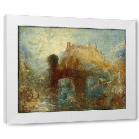 Queen Mabs Cave White Modern Wood Framed Art Print by Turner, Joseph Mallord William