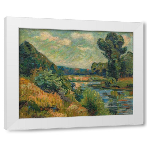 The Banks of the Marne at Charenton White Modern Wood Framed Art Print by Guillaumin, Armand