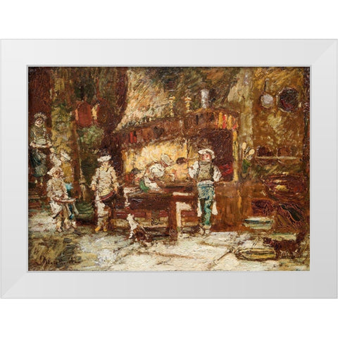 The Kitchen of the Rotisserie des Deux Paons White Modern Wood Framed Art Print by Monticelli, Adolphe
