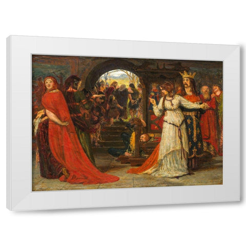Cordelia Parting from her Sisters White Modern Wood Framed Art Print by Brown, Ford Madox