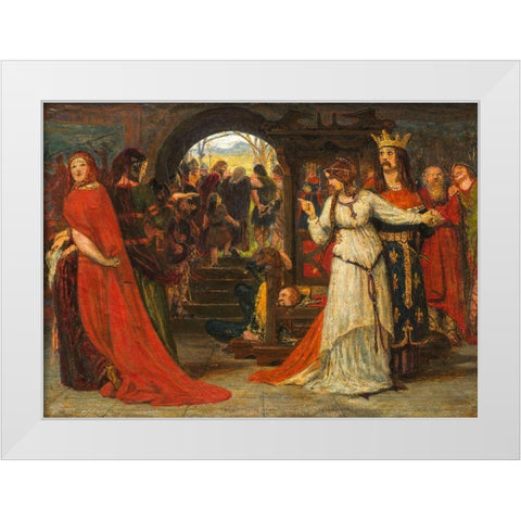 Cordelia Parting from her Sisters White Modern Wood Framed Art Print by Brown, Ford Madox