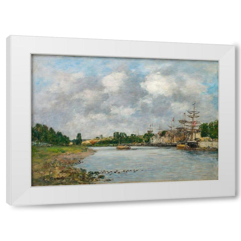 View of the Port of Saint-Valery-sur-Somme White Modern Wood Framed Art Print by Boudin, Eugene