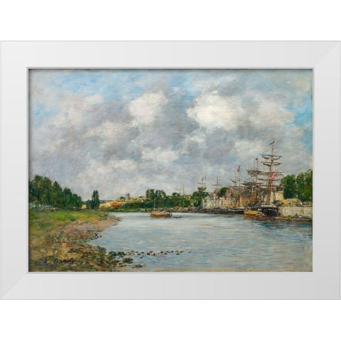 View of the Port of Saint-Valery-sur-Somme White Modern Wood Framed Art Print by Boudin, Eugene