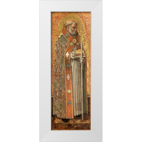 Saint Nicholas of Bari White Modern Wood Framed Art Print by Crivelli, Carlo