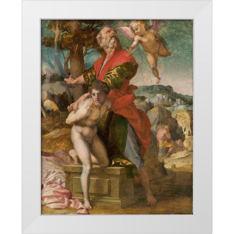 The Sacrifice of Isaac White Modern Wood Framed Art Print by Sarto, Andrea del